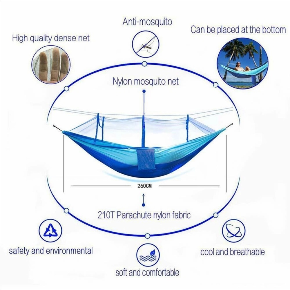 Blue Two-Tone Hammock with net - Picture 2 of 7